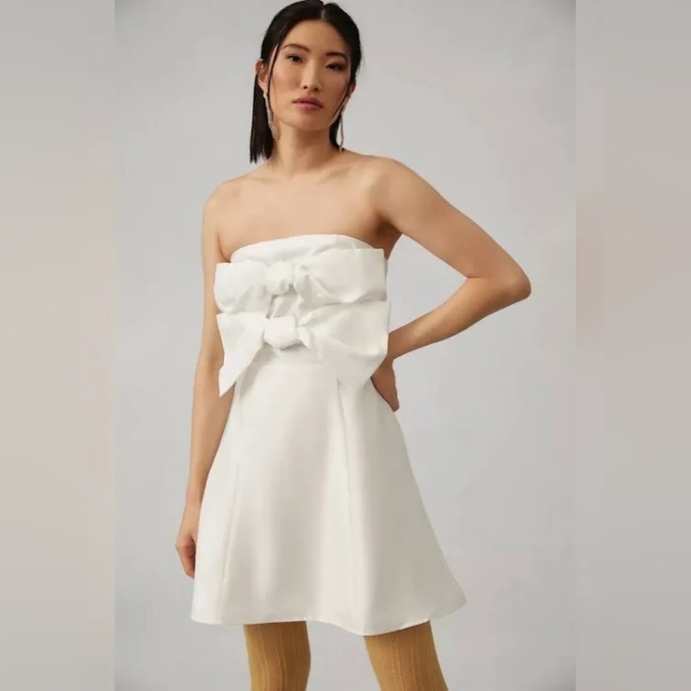 Anthropologie BOSKEMPER STRAPLESS BOW DRESS
